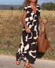 Dua | Bedrucktes Kleid mit V-Ausschnitt