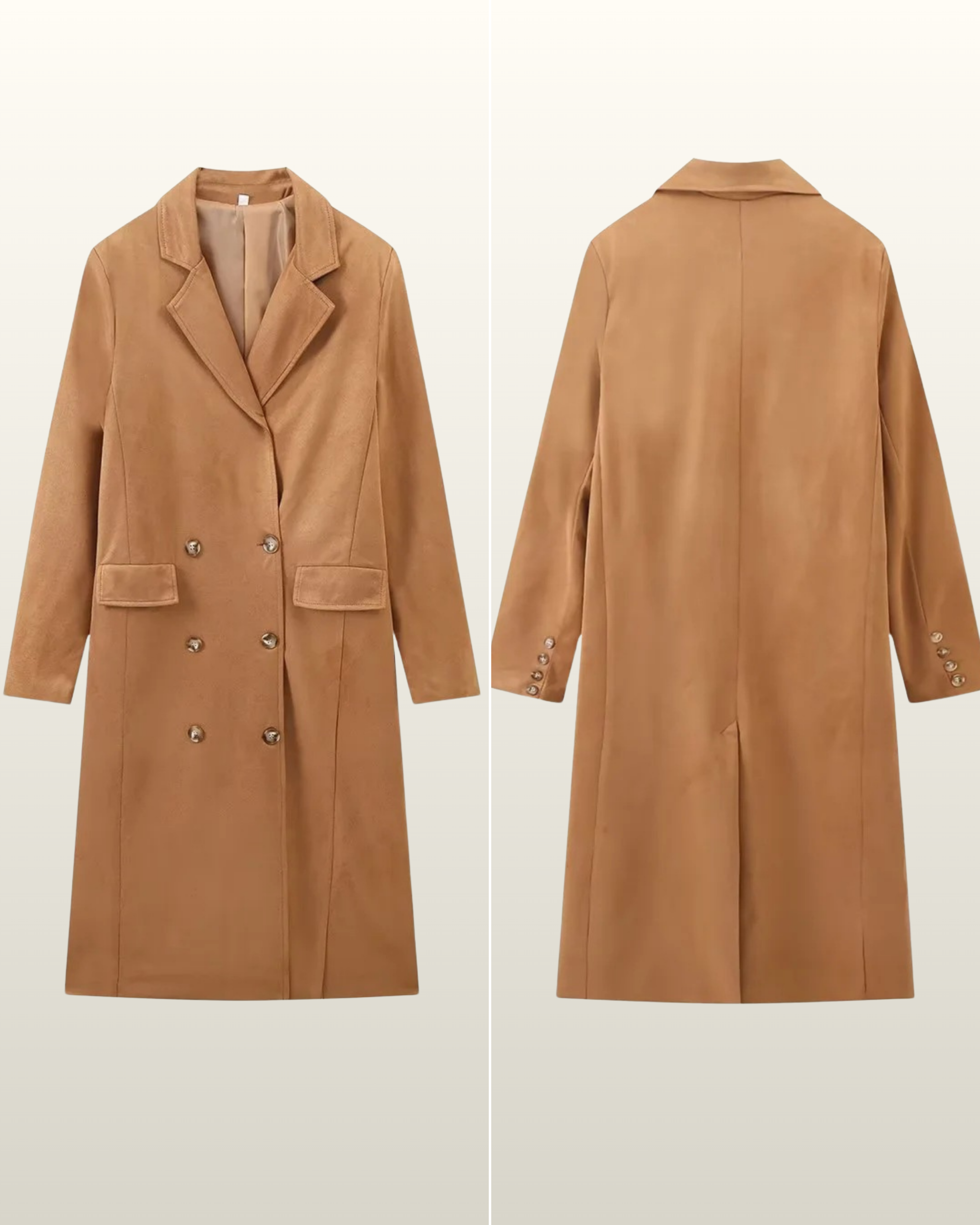 Nadia | Modischer Damenmantel aus Wildleder, lang & chic