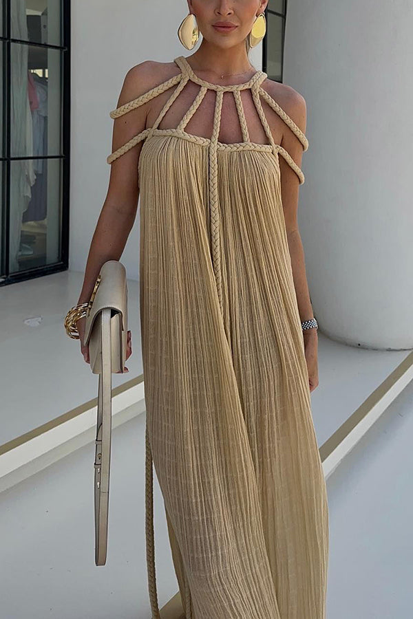 Heidi | Modernes Maxikleid mit Drapierung und Zöpfen