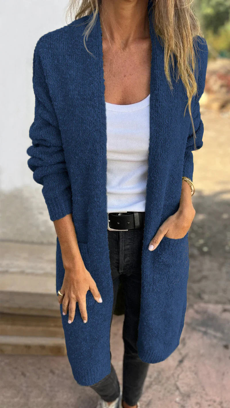 Helena™ | Kuscheliger Strickmantel - Kläder och Accessoarer - Marineblau / S