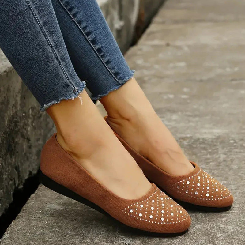 Soli | Orthopädische flache Puppenschuhe für Frauen mit Kristall