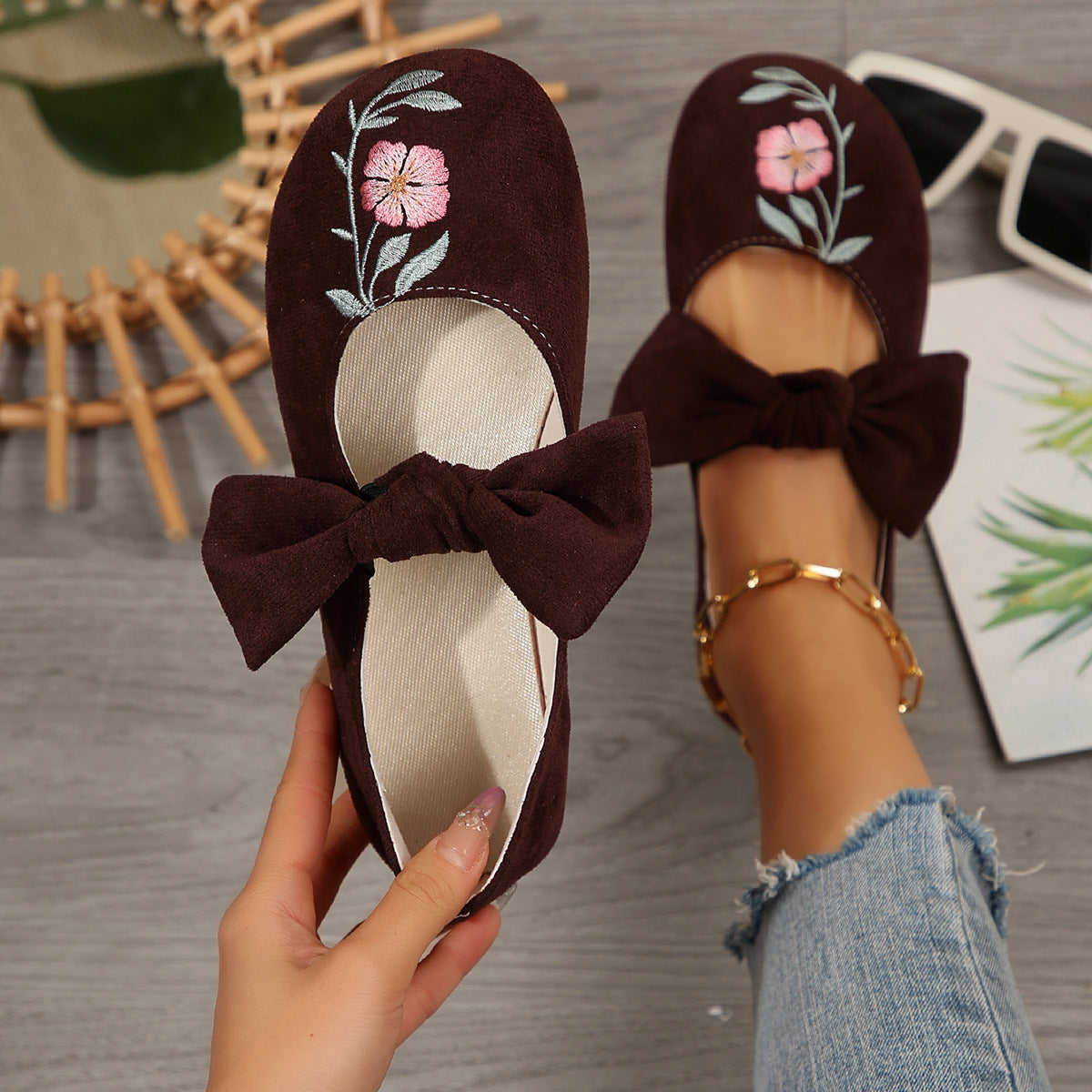 Nataly | modische flache Schuhe mit Schleifenakzent