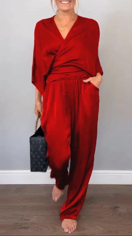 Ashlyn | Elegantes Satin-Set mit V-Ausschnitt