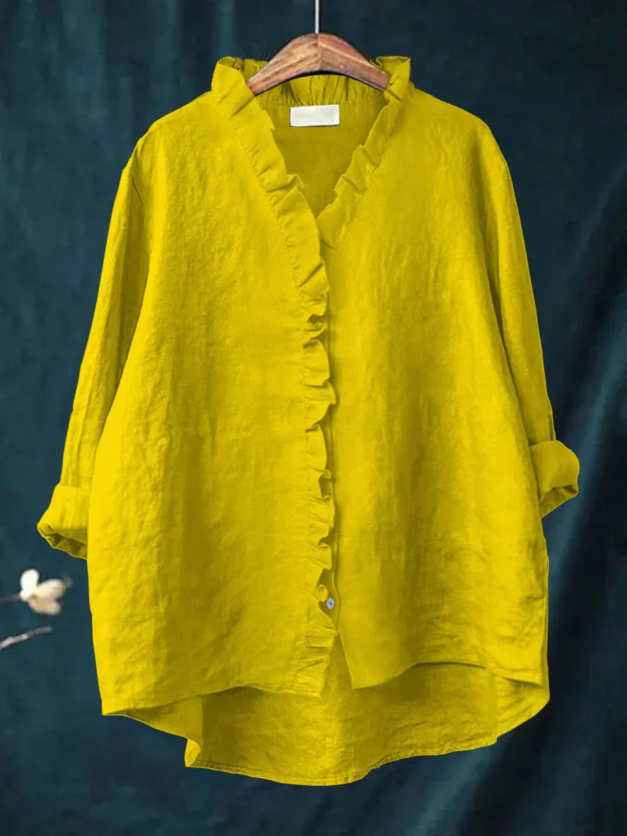 Zanel | Lose Bluse mit V-Ausschnitt und Rüsche