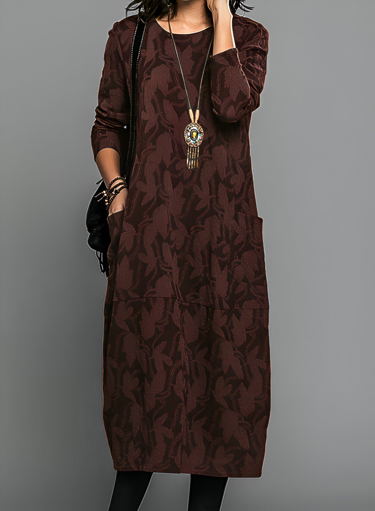 Lena | Stylisches Winterkleid - Burgunderrot / S