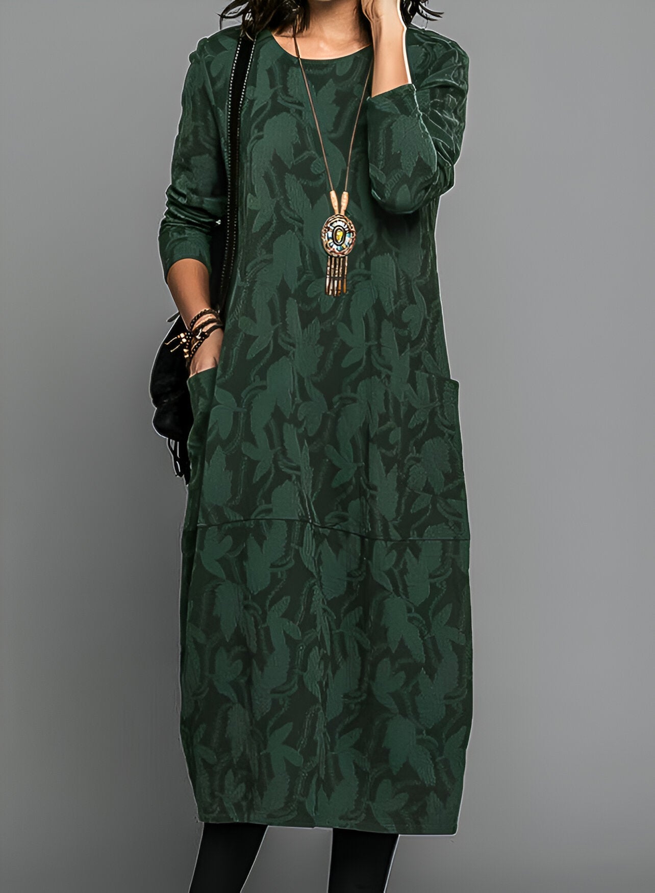 Lena | Stylisches Winterkleid - Grün / S
