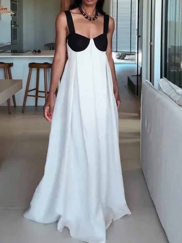 Ria | Zweifarbiges Bustier-Maxikleid