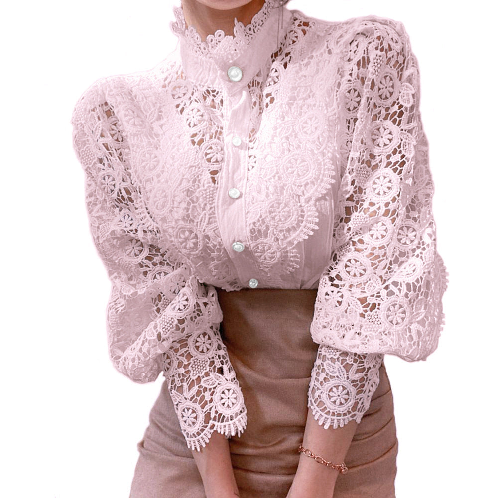 Cleah | Schickes langärmeliges Hemd im Retro-Stil mit Spitzen-Details