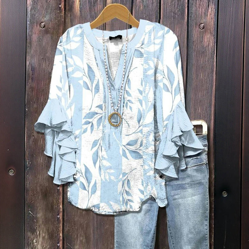 Esther | stylische Bluse mit tropischem Blattdesign