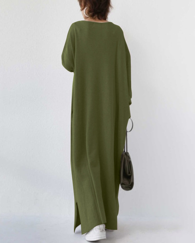 Frieda | elegantes Damenkleid mit V-Ausschnitt und langen Ärmeln