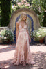 Mary | Kleid im Pfirsich-Tapisserie-Stil