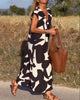 Dua | Bedrucktes Kleid mit V-Ausschnitt