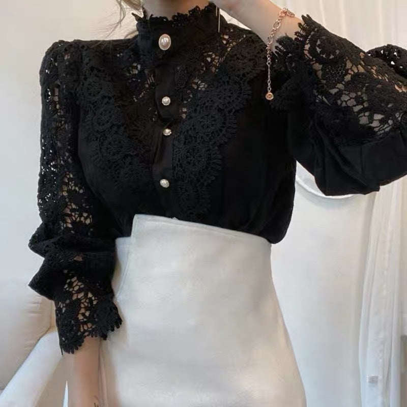 Cleah | Schickes langärmeliges Hemd im Retro-Stil mit Spitzen-Details