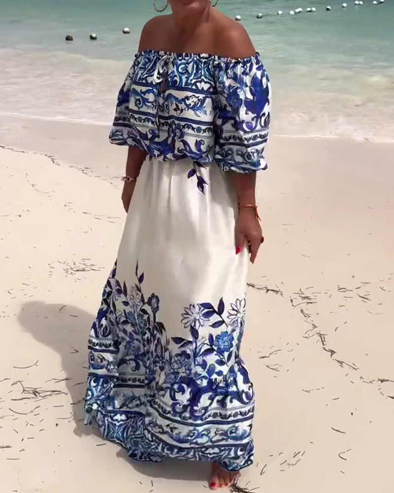 Emilia™ | Luftiges Off-Shoulder-Kleid mit sommerlichem Print