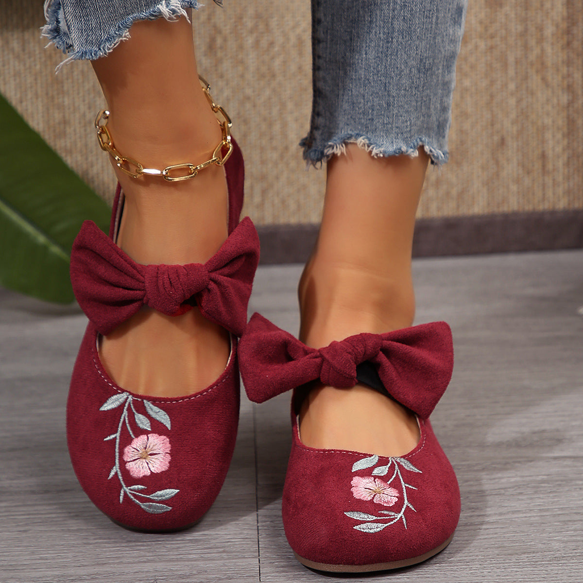 Nataly | modische flache Schuhe mit Schleifenakzent