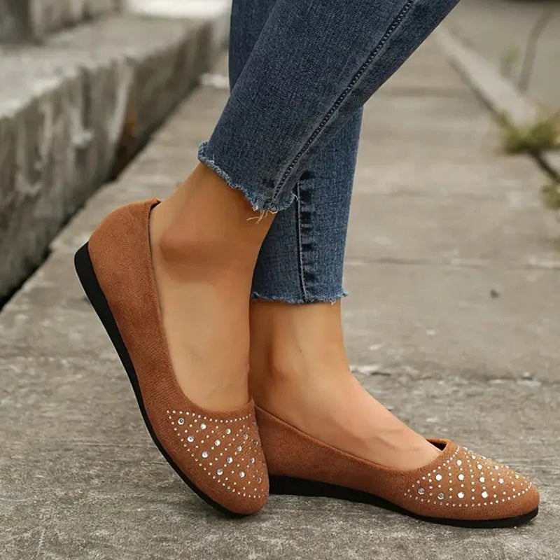 Soli | Orthopädische flache Puppenschuhe für Frauen mit Kristall