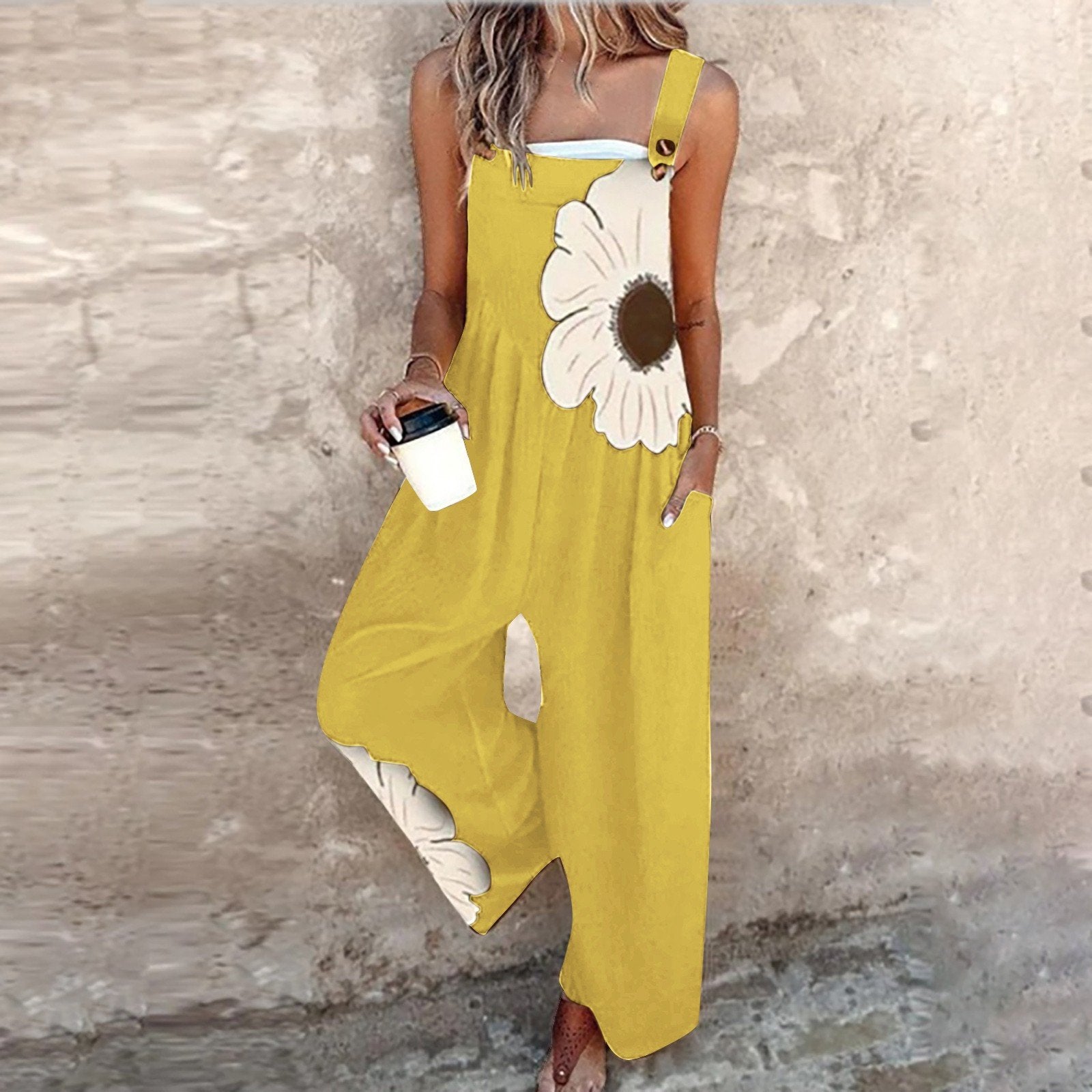 Kyra | Trendiger Overall mit bedruckten Hosenträgern