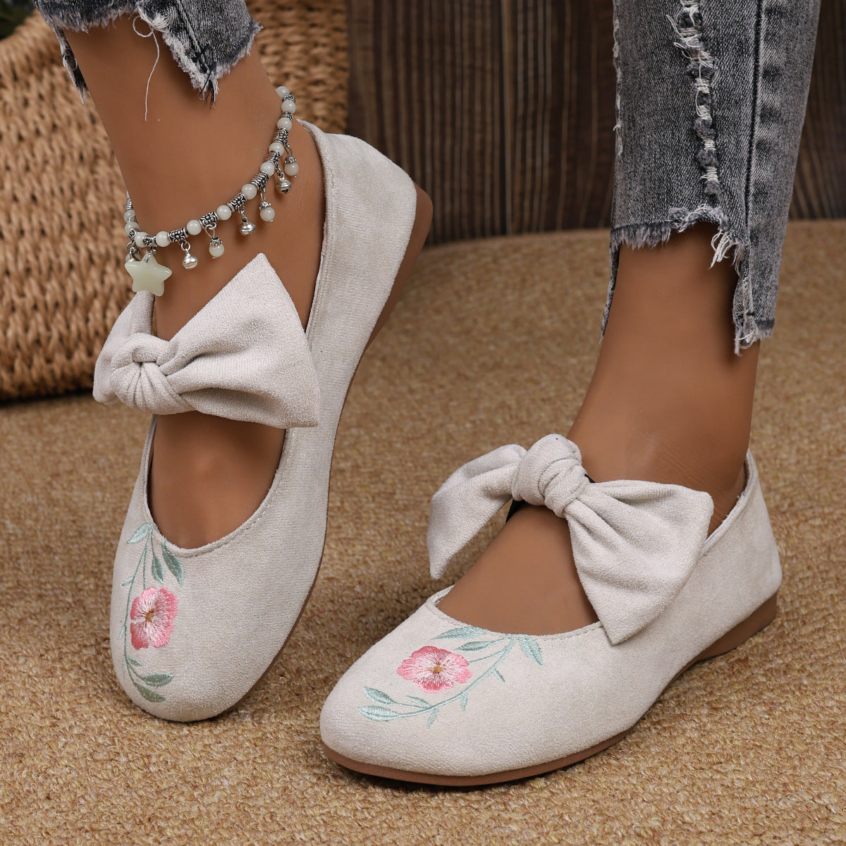 Nataly | modische flache Schuhe mit Schleifenakzent