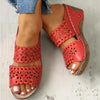 Cari | Bestickte Wedge-Sandalen aus Leder
