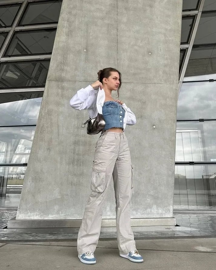 Freya™ | Modische Cargo-Hose - GRAU / S