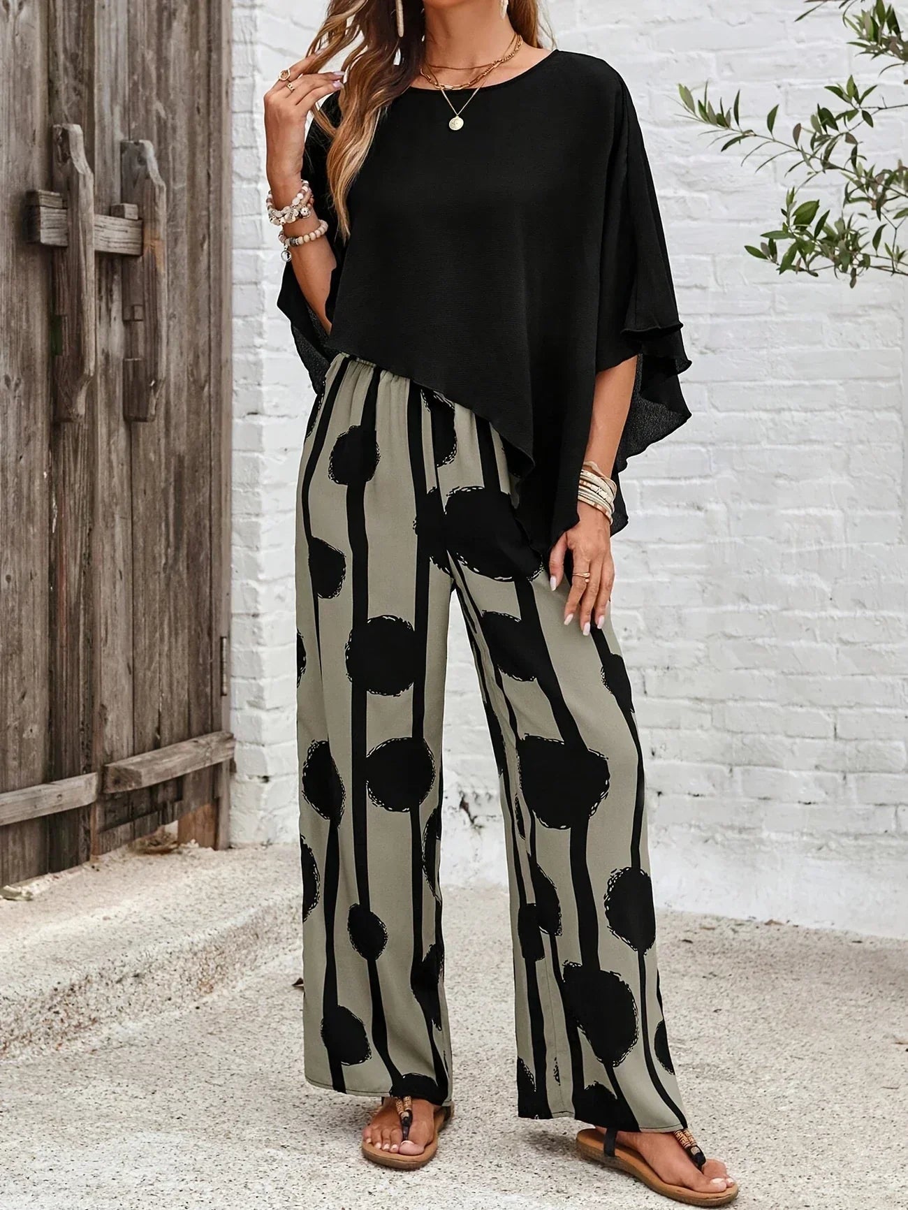 Makayla™ | Modisches asymmetrisches Damenoberteil mit Hose