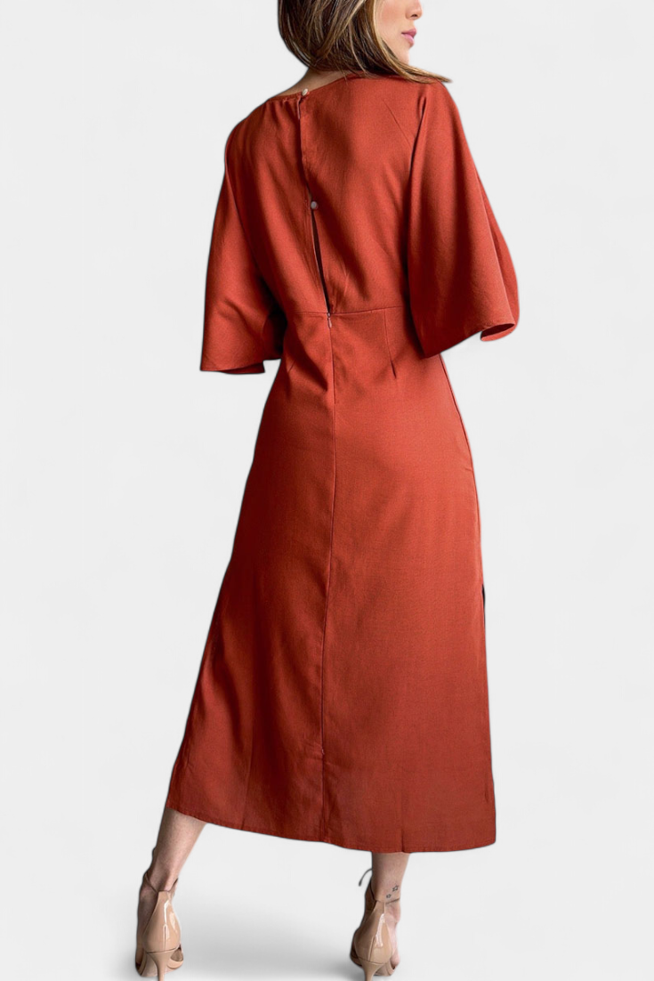 Ayla | lässiges Freizeitkleid, V-Ausschnitt und Knopfleiste.