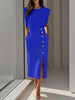 Nice | Einfarbiges Midikleid mit Knopfleiste