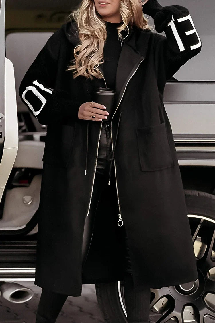 Melisa™ | Damen Kapuzenjacke mit langen Strickärmeln und Patchwork-Design
