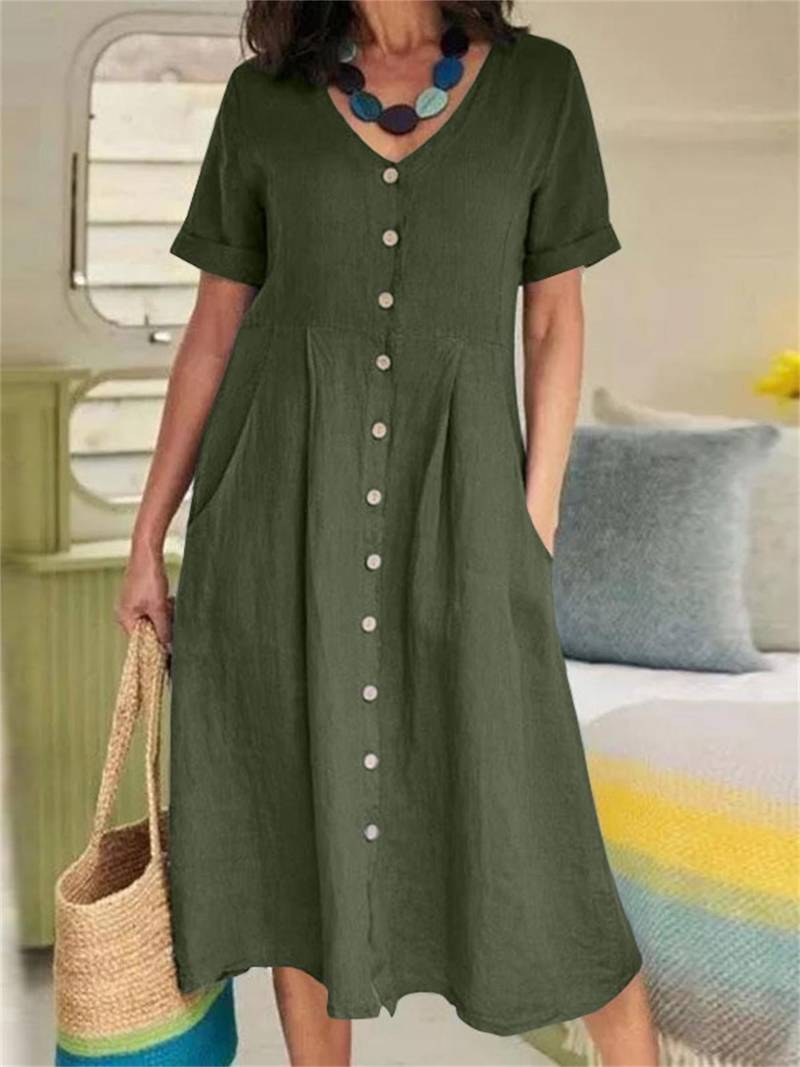 Nelian | Feminines Kleid mit Herzausschnitt und Knöpfen