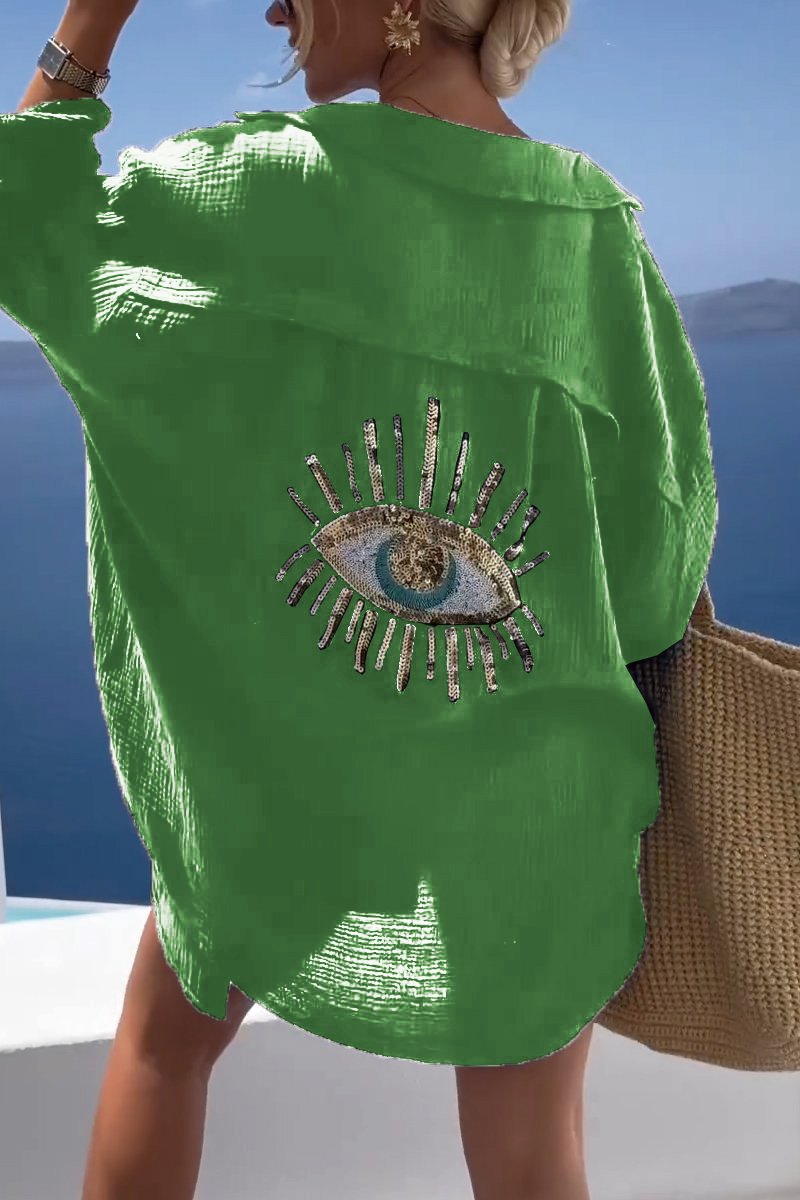 Miia | Bequemes Hemd mit glänzenden Paillettenperlen