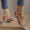 Rose | Damen Sandalen mit Blockabsatz und floralen Kristallen