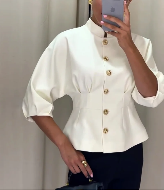 Eva™ | Elegantes Hemd mit Stehkragen