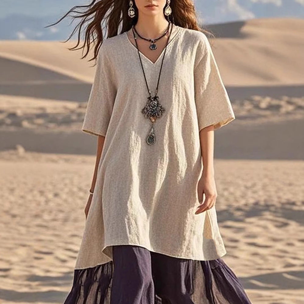 Yasmine | elegantes lässiges Kleid mit V-Ausschnitt