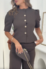 Alicia | Damen-Set, Puffärmel-Top & ausgestellte Hose