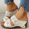 Cari | Bestickte Wedge-Sandalen aus Leder