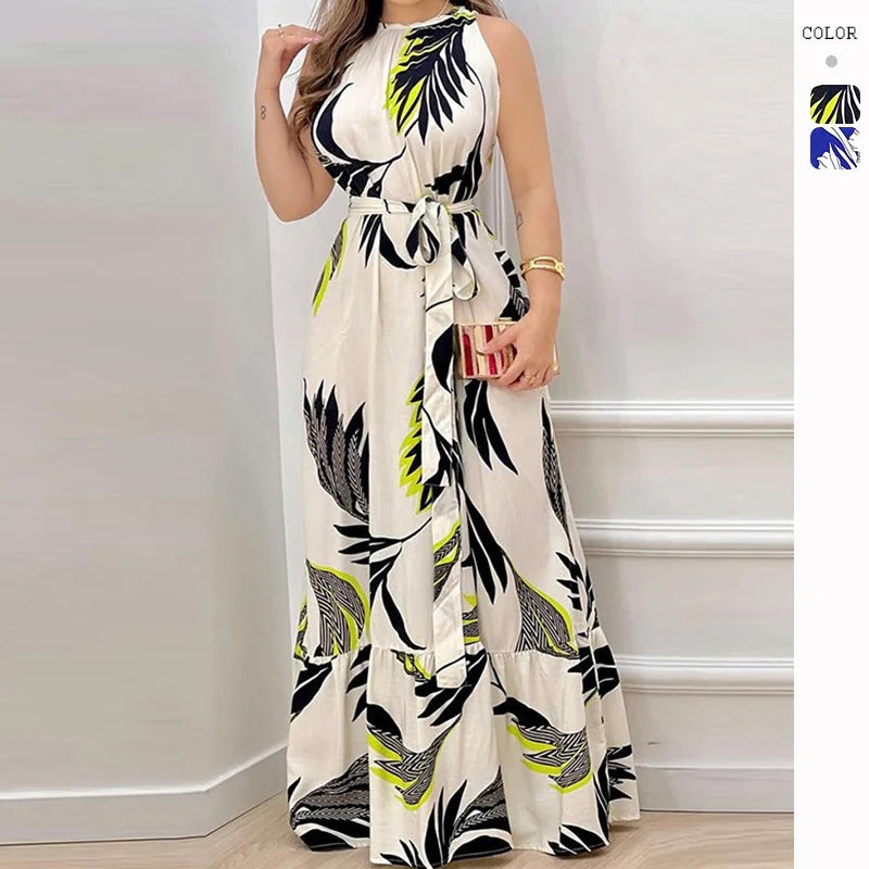 Clare | Tropisches Maxikleid mit Neckholder
