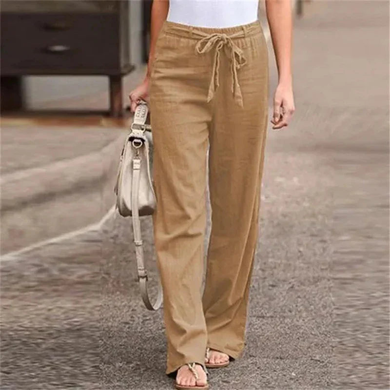 Annalize | Modische Stretchhose aus Leinenmischung