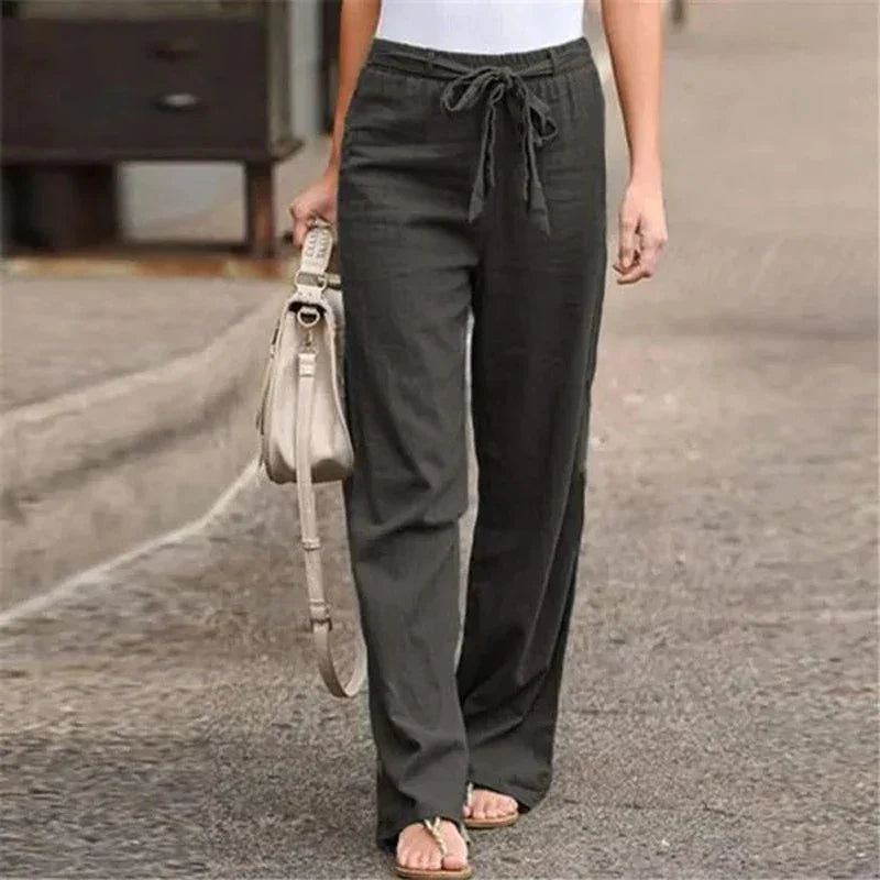 Annalize | Modische Stretchhose aus Leinenmischung