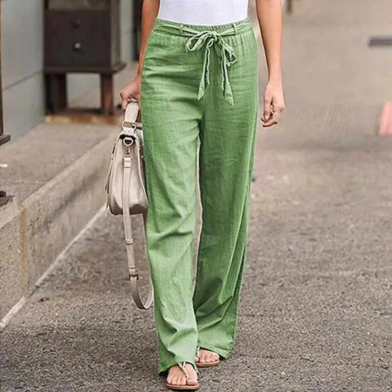 Annalize | Modische Stretchhose aus Leinenmischung