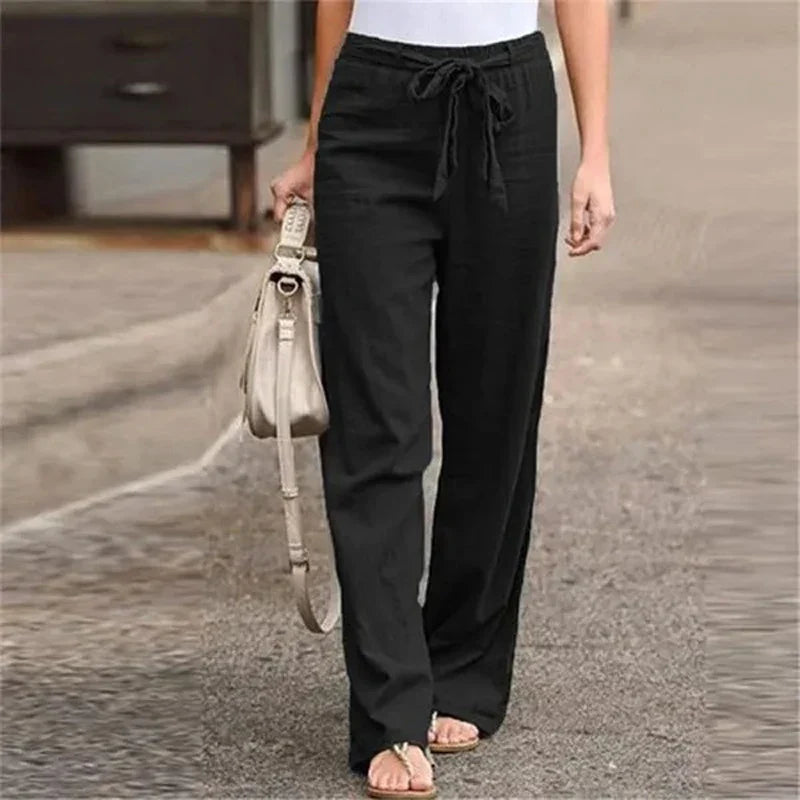 Annalize | Modische Stretchhose aus Leinenmischung
