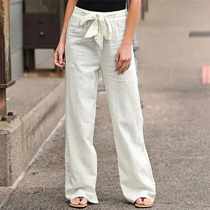 Annalize | Modische Stretchhose aus Leinenmischung
