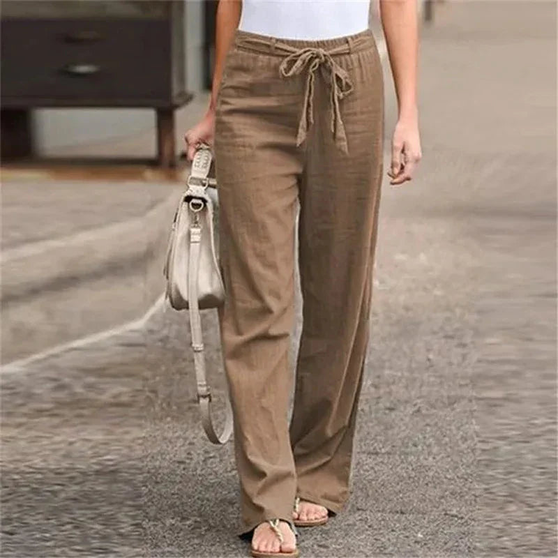 Annalize | Modische Stretchhose aus Leinenmischung