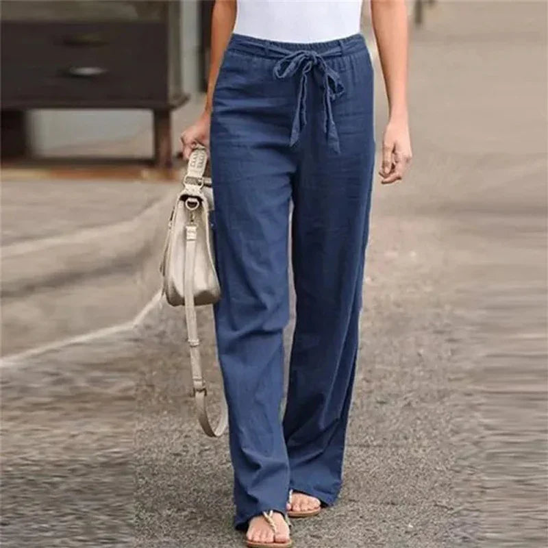 Annalize | Modische Stretchhose aus Leinenmischung
