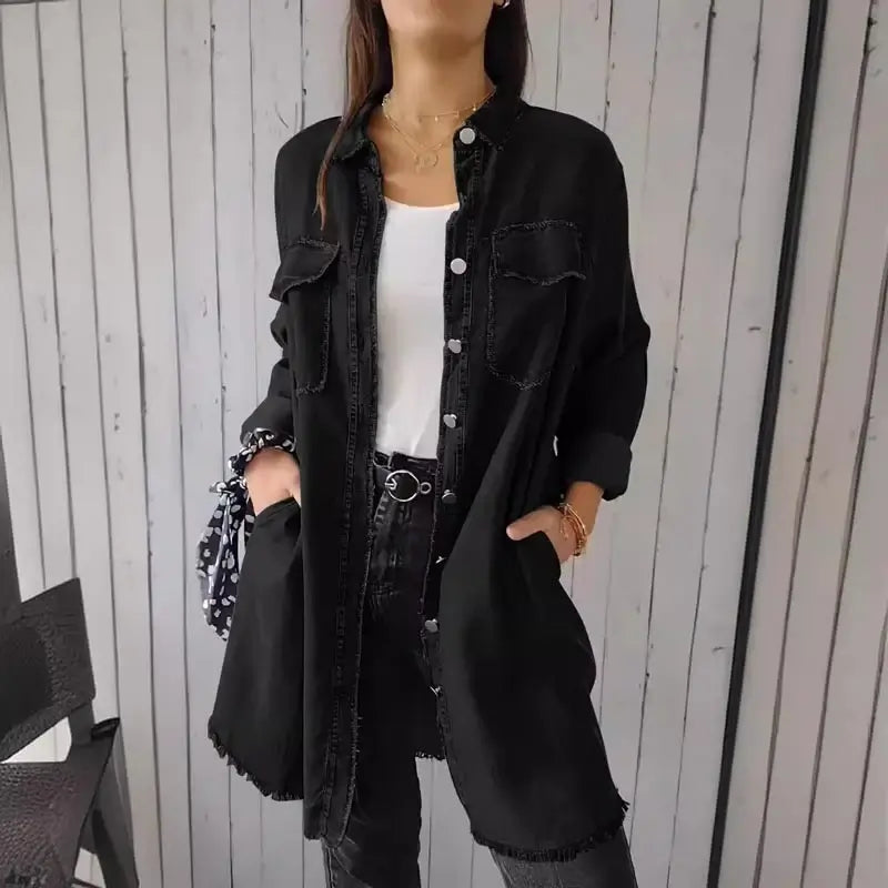 Julietta | lange Damen-Jeansjacke, vielseitig kombinierbar.