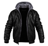 Marlon™ – Klassische Leder-Winterjacke - Hoodie - Schwarz / S