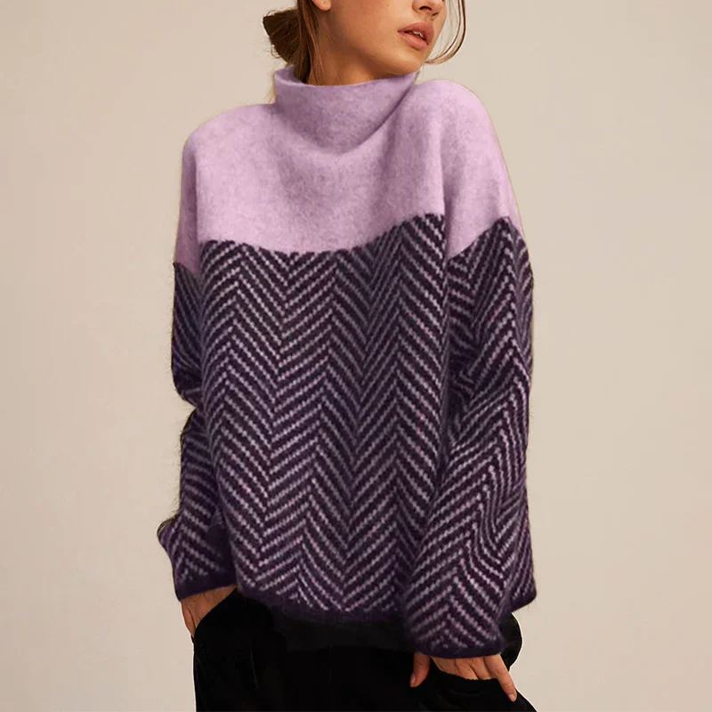Karin | Rollkragenpullover - Jumper - Violett / Eine Größe Passt Allen