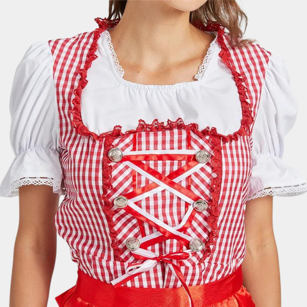 Elegantes rotes Dirndlkleid Damen für Oktoberfest