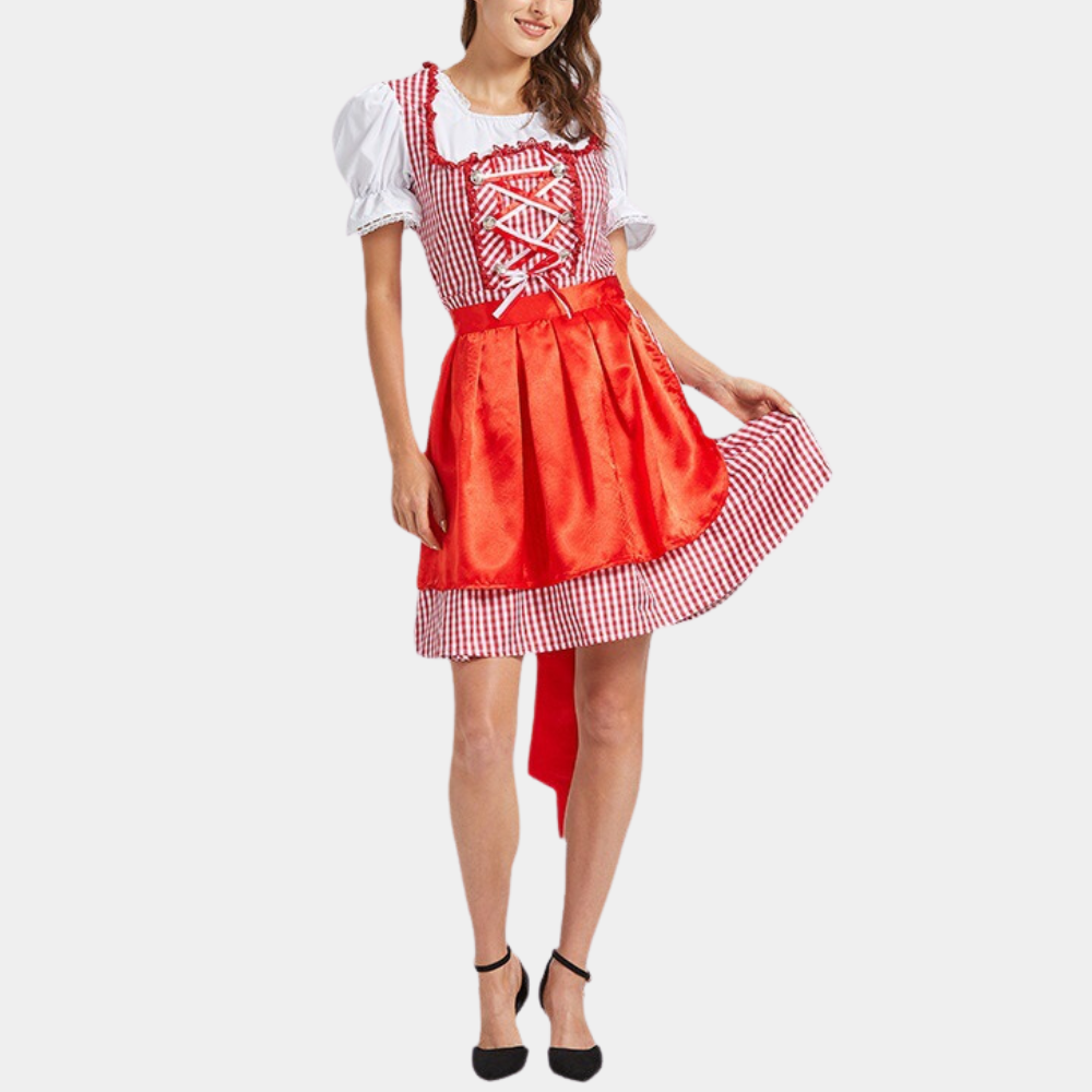 Elegantes rotes Dirndlkleid Damen für Oktoberfest