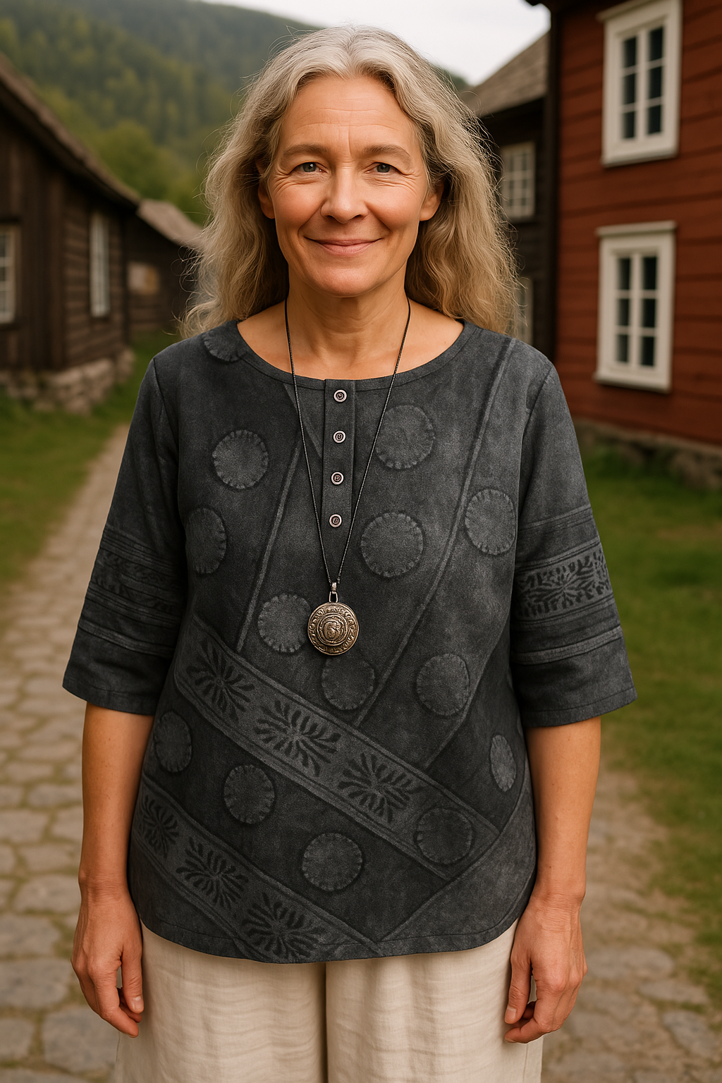 Emma | Farbige Top mit halblangen Ärmeln