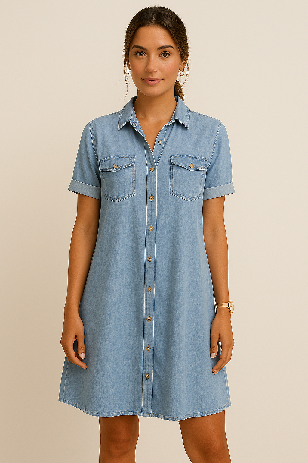 Nalah | Denim-Shirt-Minikleid mit Knopfleiste